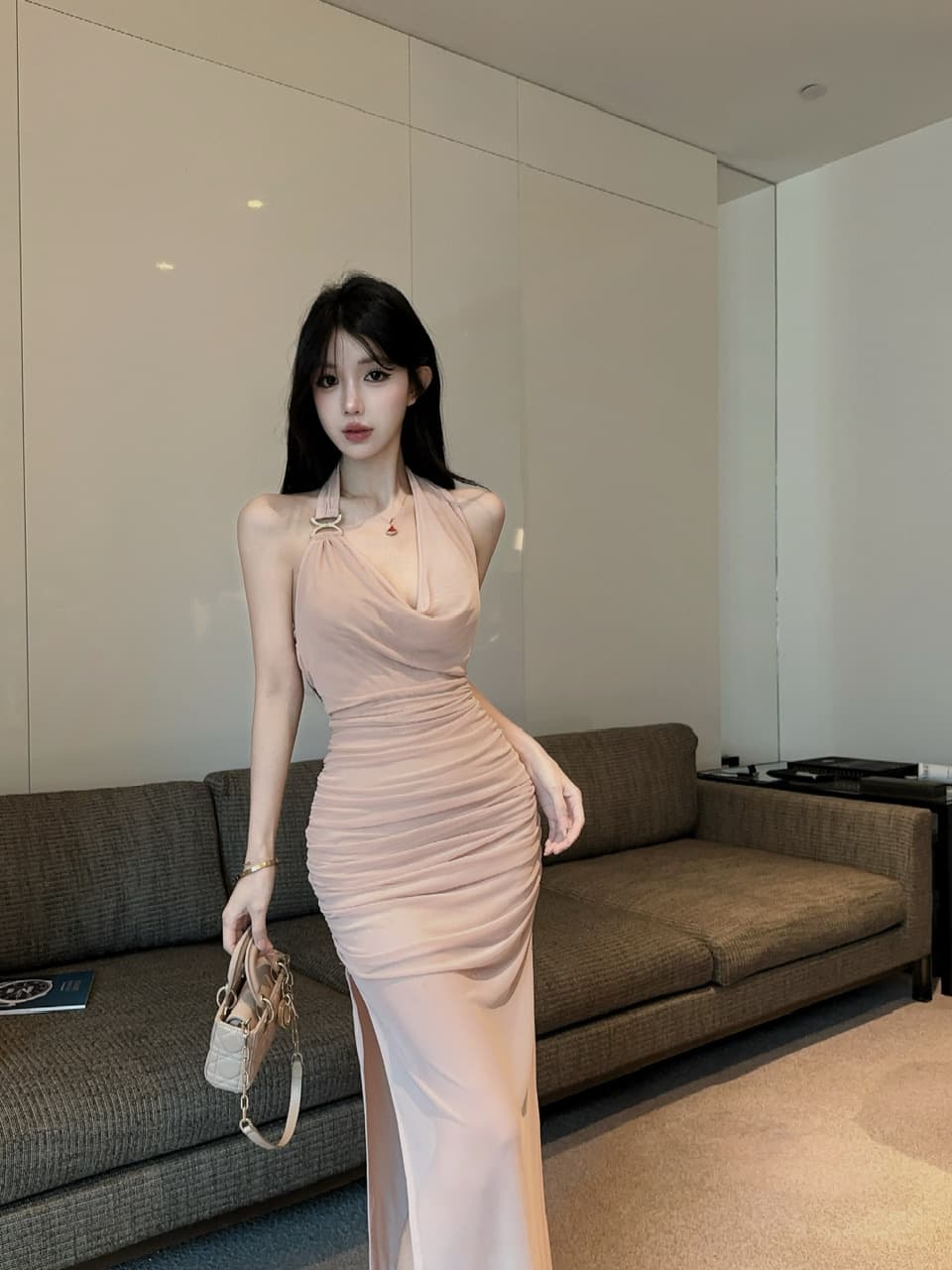 실사 망사 롱 코트 드레스 상세 이미지 18
