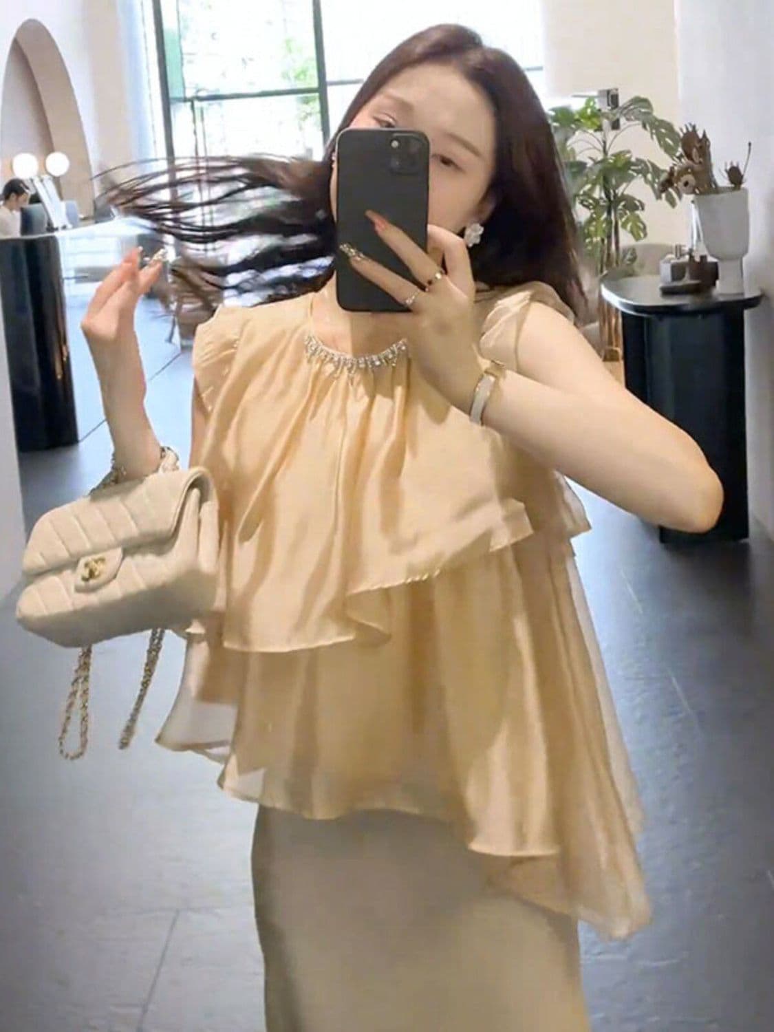 소금 부서 빛 요리 한 투피스 슈트 여름 2026 새로운 작은 대중 Chic 불규칙 작은 날다 소매 맨위 반신 치마 세트 상세 이미지 21