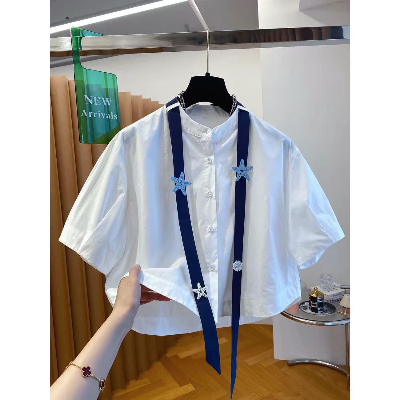 화이트 셔츠 여성용 짧은 소매 2026 새로운 여름 루즈핏 디스플레이 높음 Chic 작은 키 셔츠 상세 이미지 15