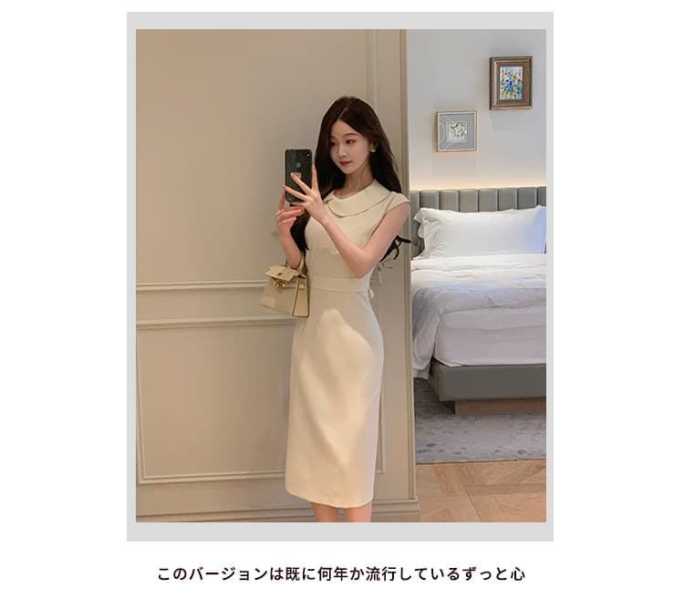 2026 봄 여름 디자인 센스 중년 허리 수축 슬림해 보이는 베이비 칼라 치마 여름 여성 드레스 상세 이미지 1