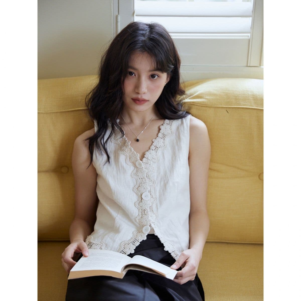 원본 품질 프랑스식 레이스 조끼 슬립 여성 의류 2026 여름 레이스 고급 주름 질감 민소매 베스트 상세 이미지 5