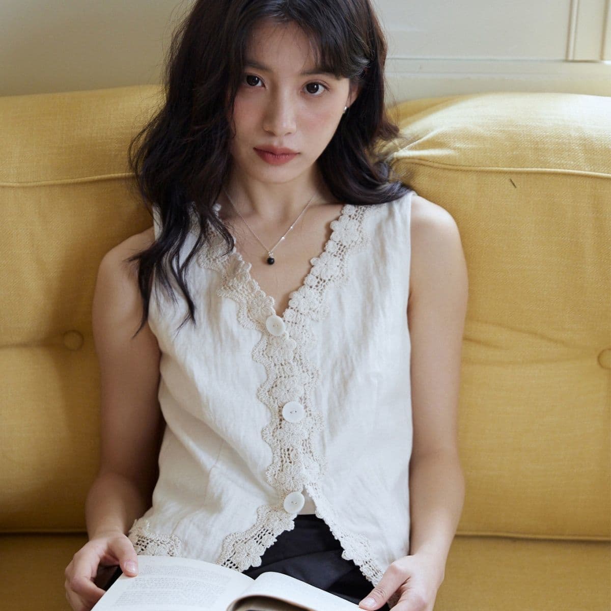 원본 품질 프랑스식 레이스 조끼 슬립 여성 의류 2026 여름 레이스 고급 주름 질감 민소매 베스트 상세 이미지 8