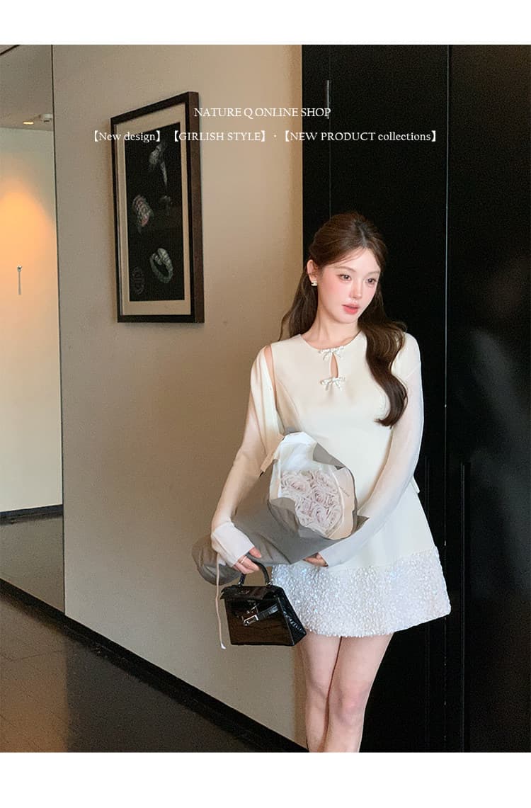 양 작은 볼륨 프랑스식 천 금빛 바람 스팽글 패치워크 허리 수축 민소매 여성 드레스 일상 웨어러블 예복 치마 작은 검은 드레스 상세 이미지 17