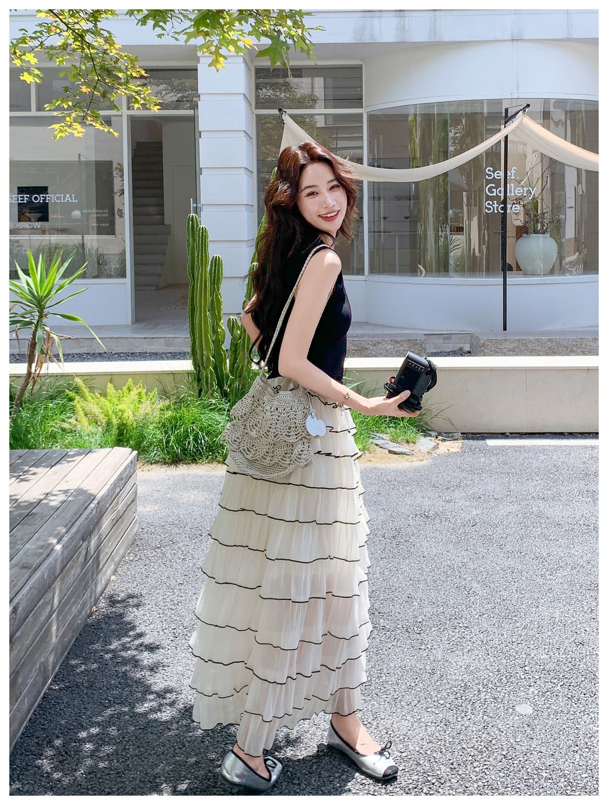 한 부서 품격 배색 패치워크 망사 케이크 여성 드레스 2026 초여름 새로운 명문 여성 바람 품격 조끼 스커트 상세 이미지 9