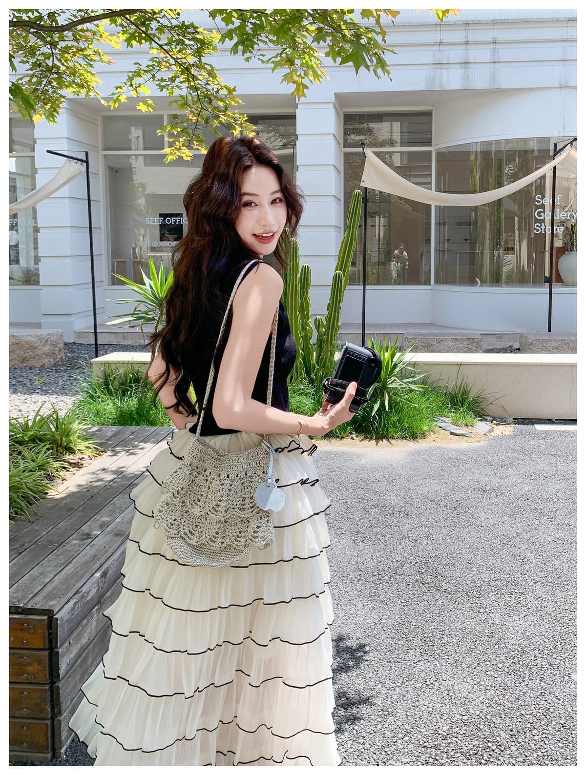 한 부서 품격 배색 패치워크 망사 케이크 여성 드레스 2026 초여름 새로운 명문 여성 바람 품격 조끼 스커트 상세 이미지 17