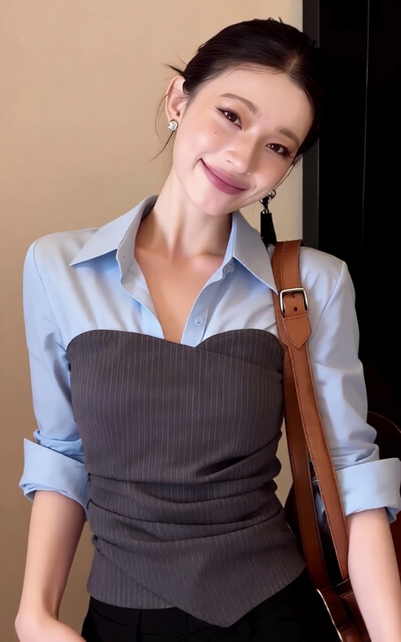 가을 새로운 작은 대중 패션 빛 럭셔리 페이크 레이어드 패치워크 셔츠 여성 긴 소매 품격 몸매 가꾸기 슬림해 보이는 출퇴근 맨위