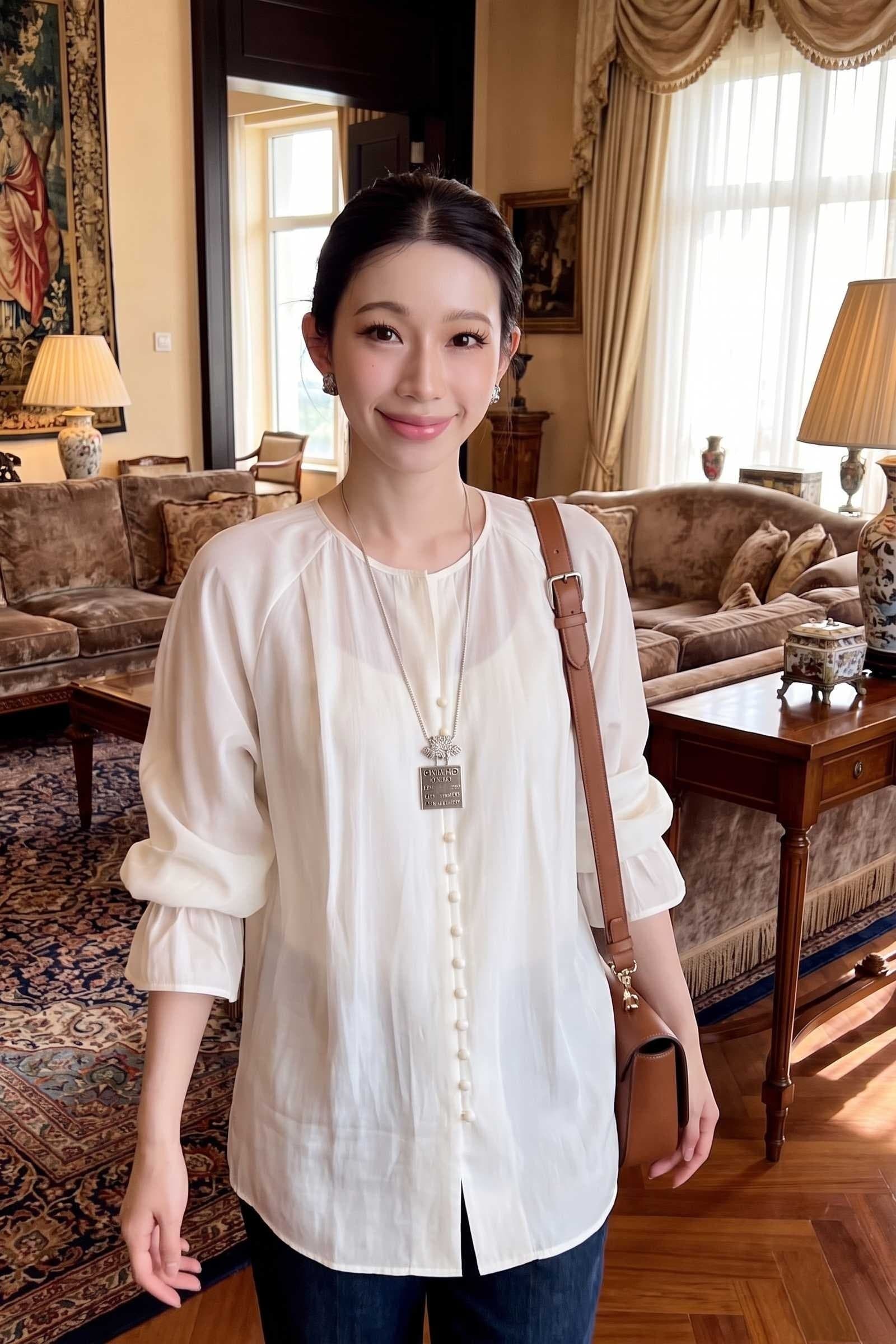 프랑스식 느긋한 바람 프릴 나팔 소매 여성 셔츠 2026 가을 빅 사이즈 지방 mm 고급 루즈핏 슬림해 보이는 맨위 이미지 5