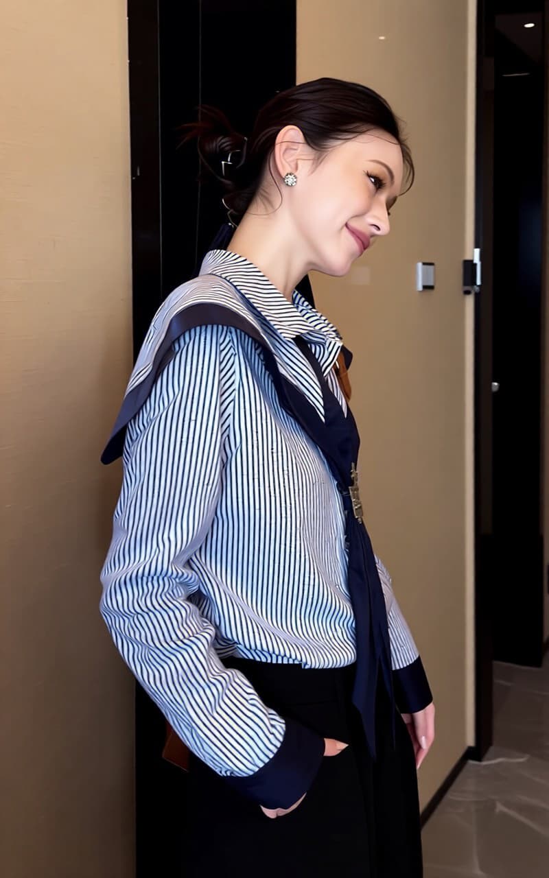 학원 스타일 연령 감소 슬림해 보이는 일상 출퇴근 루즈핏 편안함 인기 스트라이프 여성 셔츠 2026 이른 봄 숄 작은 셔츠 상세 이미지 3