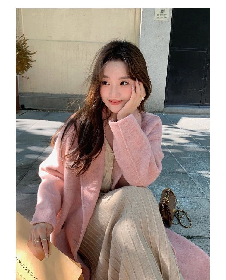 회색 모직 코트 여성 2026 가을 겨울 중간 길이 한 부서 루즈핏 고급 모직 외투 상세 이미지 32