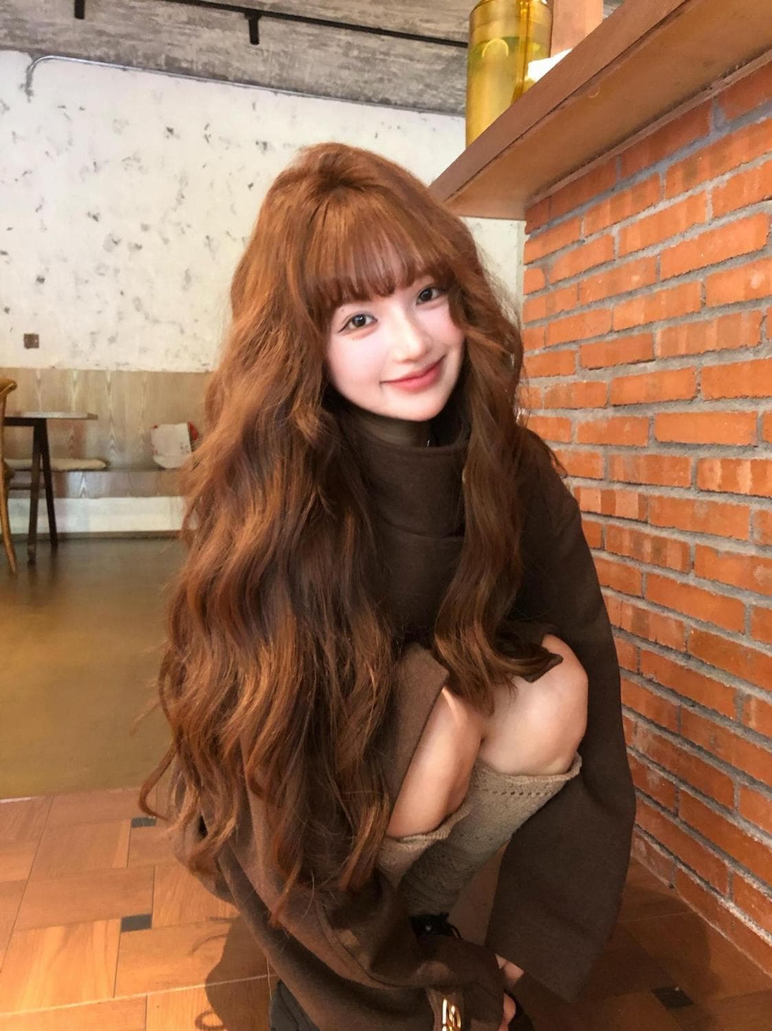 레트로 고급 센스 스탠드 칼라 모직 여성 코트 가을 겨울 새로운 레이스업 허리 수축 슬림해 보이는 품격 브라운 코트 상세 이미지 7