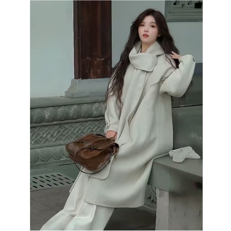 2026 고급 새로운 루즈핏 다용도 디자인 가을 겨울 스카프 수 있습니다. 언 로딩 양모 양면 코트 재킷 빛 럭셔리