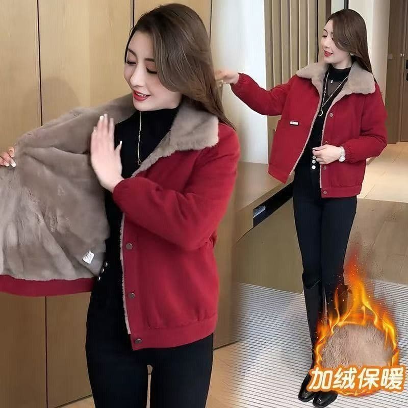 작은 키 여성 의류 패션 외국 가스 연령 감소 털이 있는 보온 재킷 엄마 루즈핏 슬림해 보이는 표지 배 새로운 이미지 2