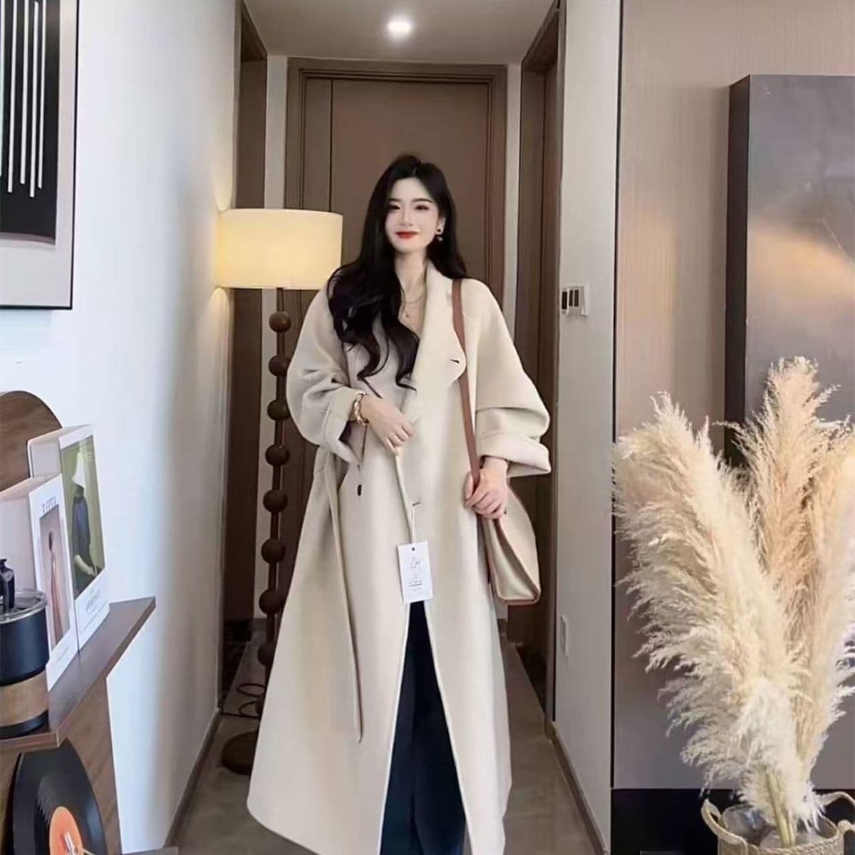 인생 코트 새로운 모직 코트 재킷 그는 벤 바람 양모 코트 가을 겨울 롱 코트 외출용 여성 상세 이미지 7