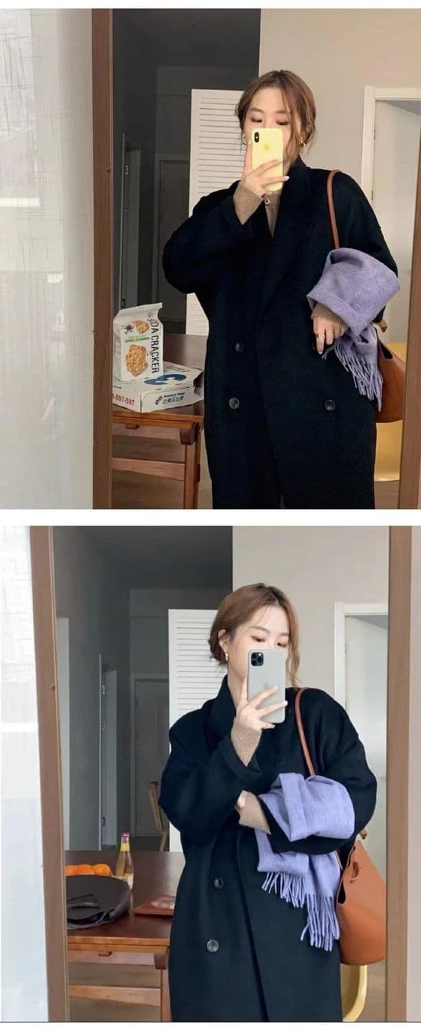 가을 겨울 중간 길이 무릎 아래 작은 샤넬 스타일 모직 외투 여성 레저 패션 핑크색 작은 키 폭발 모직 코트 상세 이미지 17