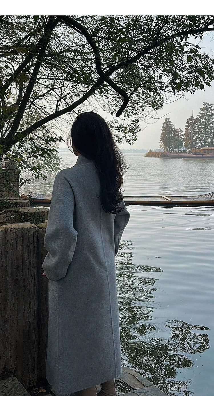 2026 가을 겨울철 오트밀 색상 모직 코트 여성 고급 센스 한국 스타일 루즈핏 작은 아이들 모직 코트 상세 이미지 11