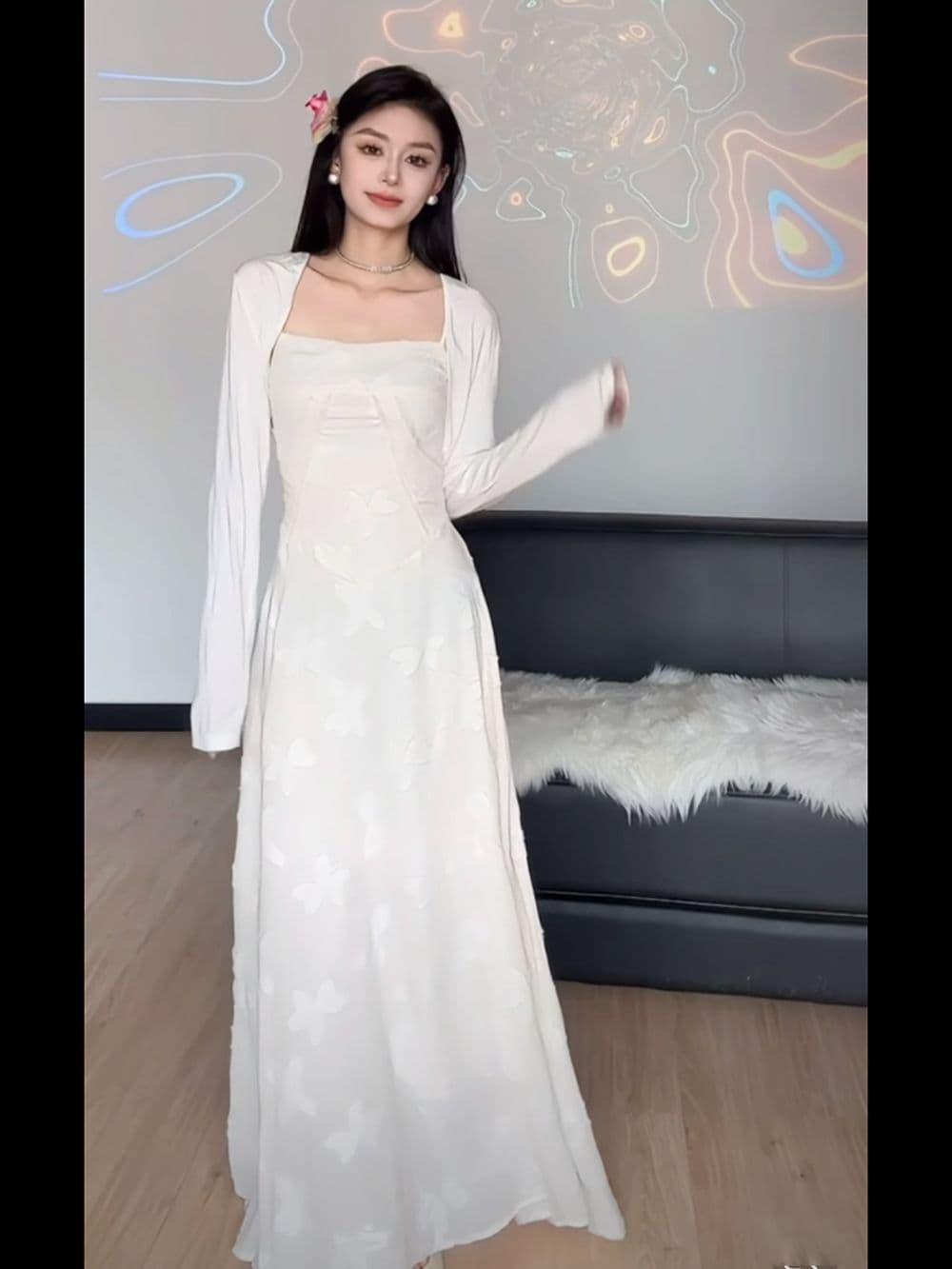 면 향기로운 정보 프랑스식 패션 세트 여성 여름 새로운 품격 슬림해 보이는 허리 수축 슬립 슈퍼 요정 롱 스커트 드레스 상세 이미지 3