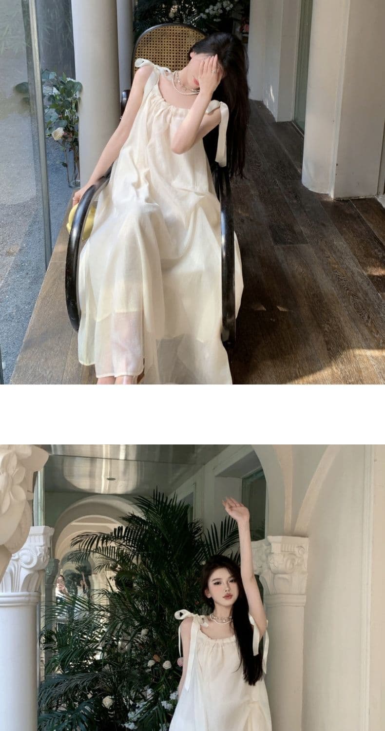 프랑스식 순수한 욕망 바람 스트랩 고급 화이트 슬립 여성 드레스 여름 센 부서 해변가 해변 휴가 바람 치마 상세 이미지 4