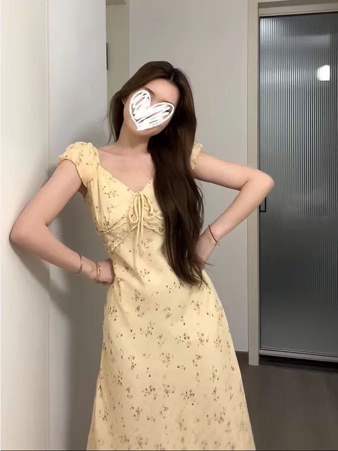 빅 사이즈 지방 mm 프랑스식 부드러운 바람 나비 스트랩 꽃무늬 드레스 여름 새로운 작은 샤넬 스타일 품격 롱 스커트 여성 상세 이미지 5