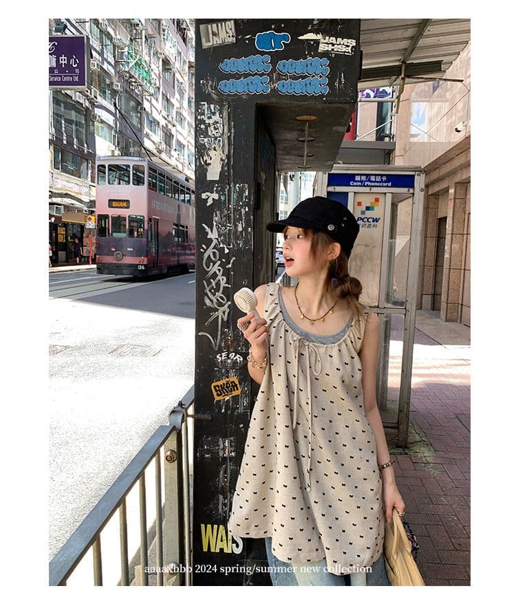 니아 미 당겨서 회화 사회 du 홈 이중층 슬립 드레스 펌프 로프 디자인 센스 도트 무늬 조끼 스커트 상세 이미지 33