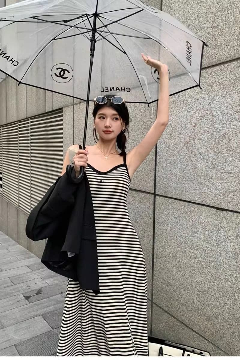 프랑스식 고급 센스 레트로 롱 스커트 봄 여름 새로운 몸매 가꾸기 슬림해 보이는 디자인 센스 스트라이프 슬립 치마 상세 이미지 5