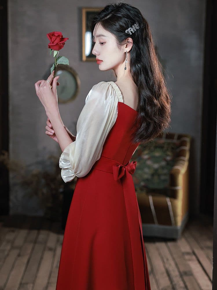 토스트 서비스 신부 보통 웨어러블 결혼 예복 여성 참여 드레스 작은 키 새틴 반소매 뒷문 여름 이미지 4