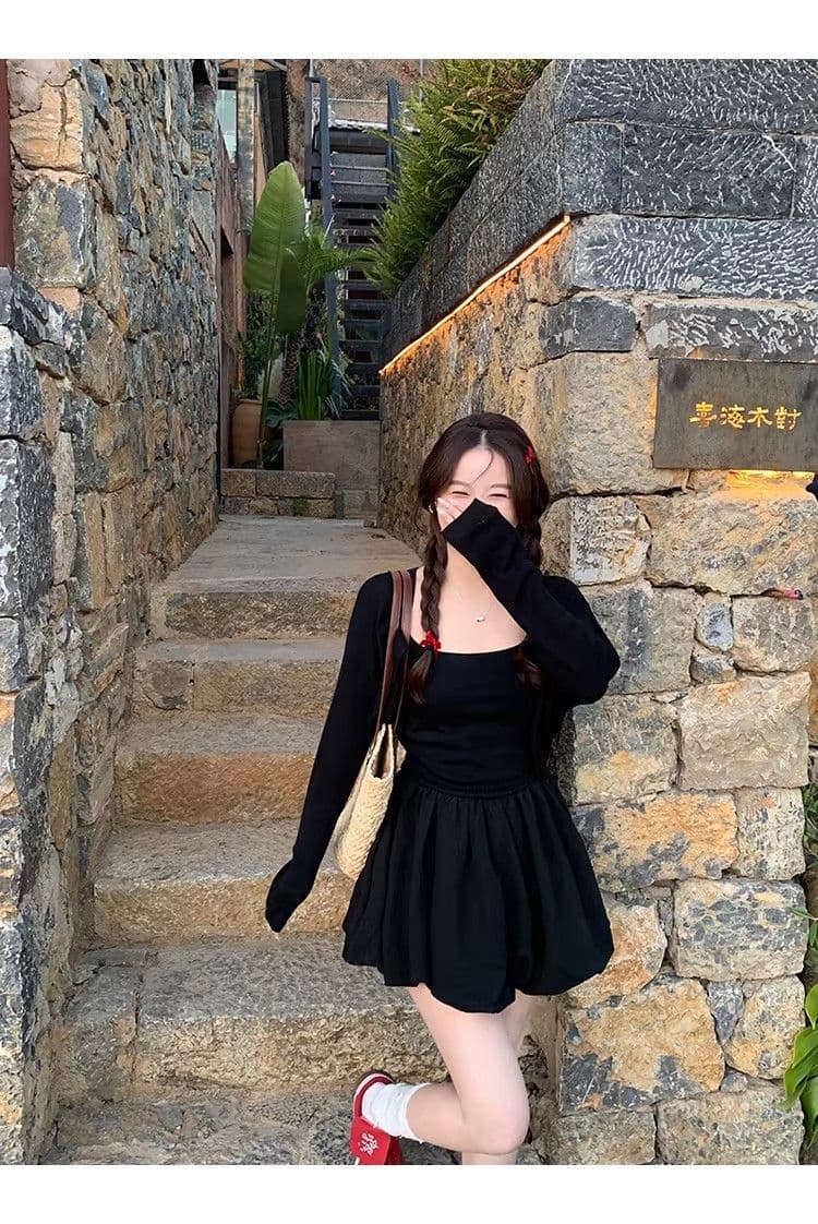 발레 바람 슬립 여성 드레스 2026 봄 여름 새로운 화이트 허리 수축 슬림해 보이는 디자인 센스 꽃밭 치마 짧은 치마 상세 이미지 19