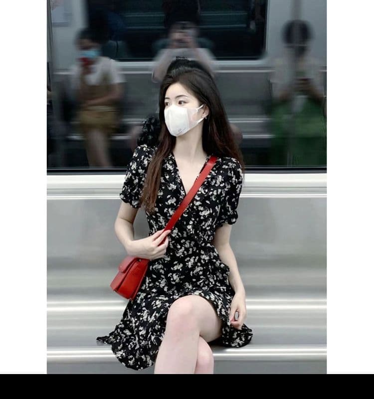 달콤한 매운맛 해변 치마 프랑스식 새로운 검정색 다용도 여성 드레스 여름 디자인 센스 작은 대중 작은 키 불규칙 상세 이미지 7