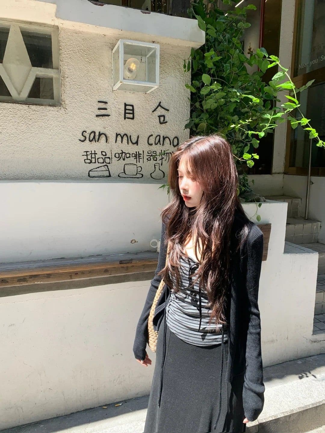 빅 사이즈 지방 mm 2026 가을 새로운 느긋한 바람 스트라이프 캐미솔 표지 배 슬림해 보이는 상세 이미지 1