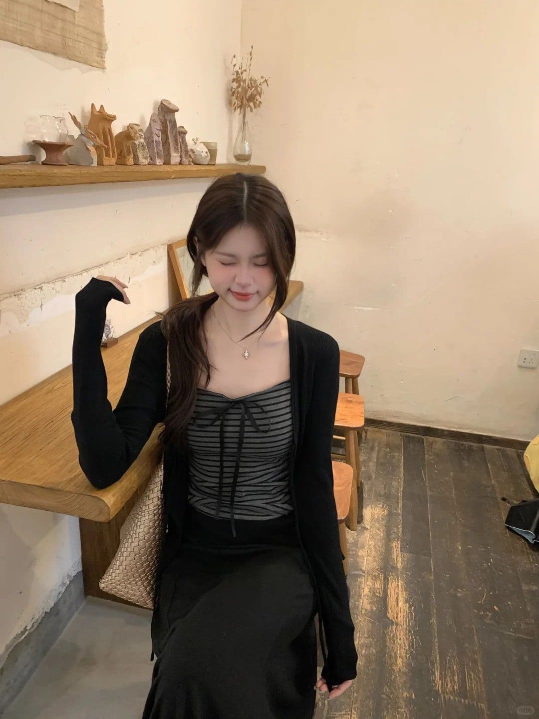 빅 사이즈 지방 mm 2026 가을 새로운 느긋한 바람 스트라이프 캐미솔 표지 배 슬림해 보이는 상세 이미지 7