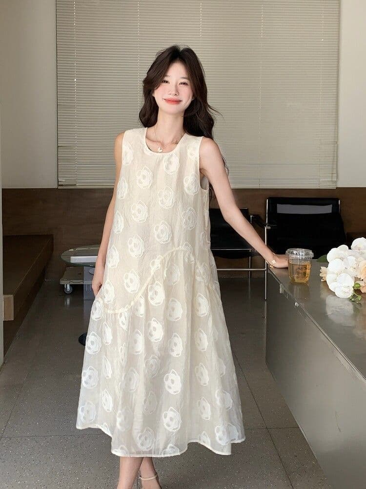 자카드 레이스 민소매 조끼 원피스 슬림해 보이는 작은 키 2026 새로운 지방 mm 빅 사이즈 한국 스타일 프랑스식 치마 이미지 2