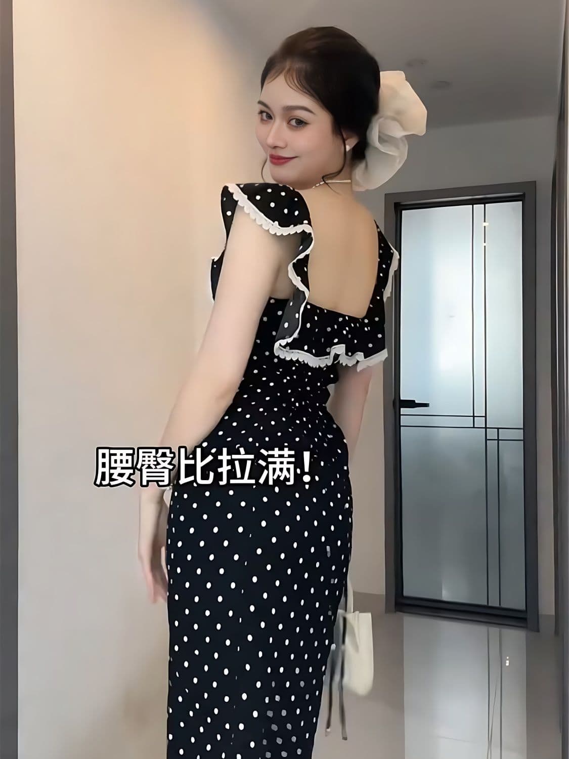 프랑스식 여름 허리 수축 타이트 스커트 몸매 가꾸기 슬림해 보이는 롱 스커트 도트 무늬 출퇴근 인어 꼬리 품격 드레스 이미지 4