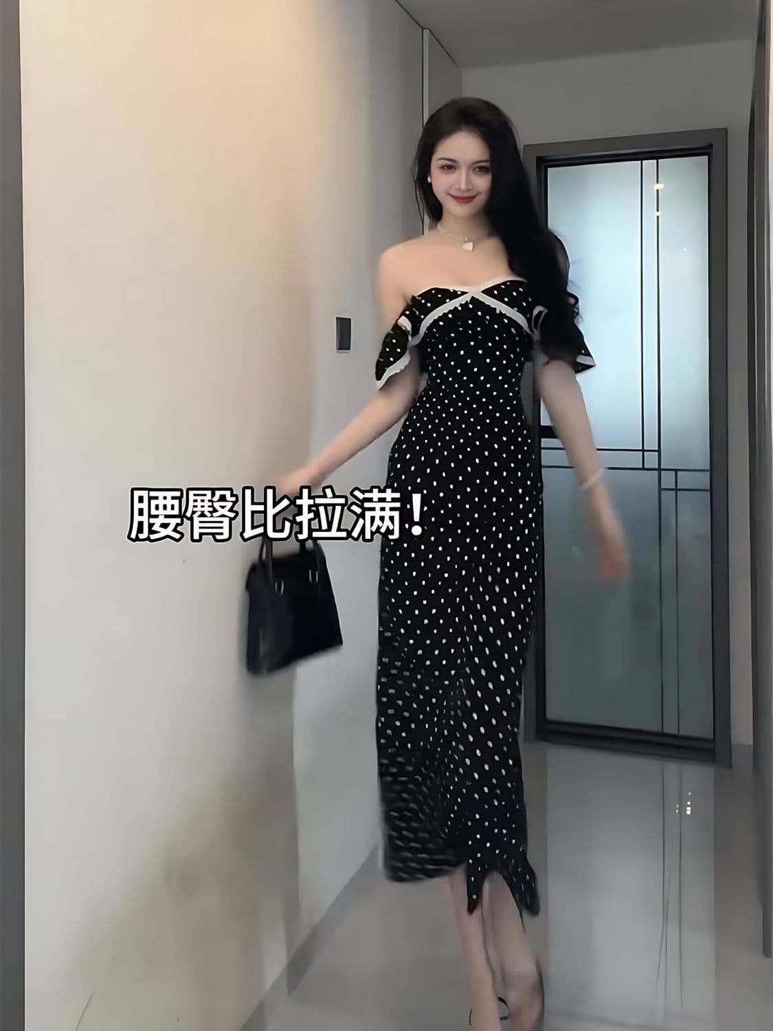 프랑스식 여름 허리 수축 타이트 스커트 몸매 가꾸기 슬림해 보이는 롱 스커트 도트 무늬 출퇴근 인어 꼬리 품격 드레스 상세 이미지 3