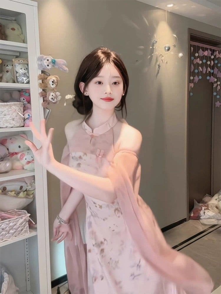 새로운 중식 국풍 행침 목 여성 드레스 여름 품격 몸매 가꾸기 자이언트 잘 생긴 개선 치파오 롱 스커트 2026 새로운