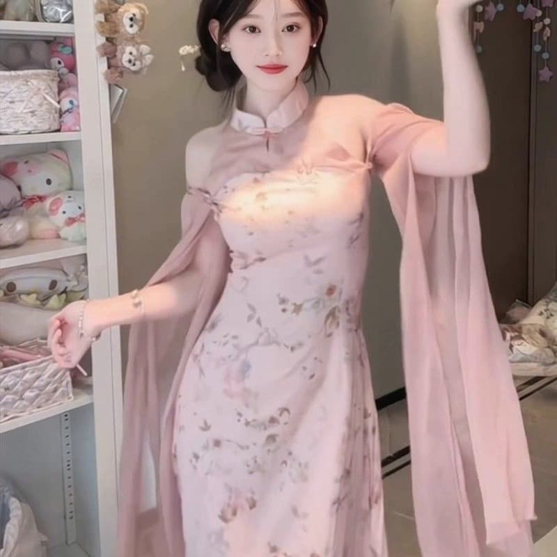새로운 중식 국풍 행침 목 여성 드레스 여름 품격 몸매 가꾸기 자이언트 잘 생긴 개선 치파오 롱 스커트 2026 새로운 이미지 5