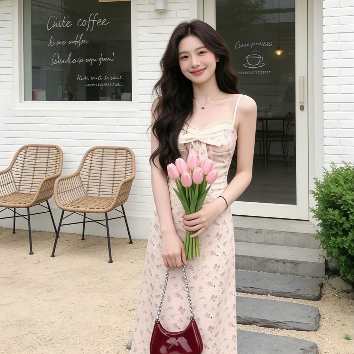 2026 여름 패션 새로운 프랑스식 달콤함 슬림해 보이는 허리 수축 몸매 가꾸기 레이스 꽃무늬 레이스업 슬립 드레스 이미지 5