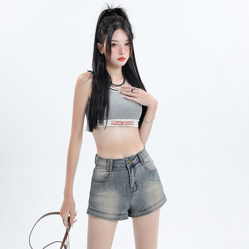 실사 레트로 워싱 마 오래된 섹시함 핫걸 슬림해 보이는 몸매 가꾸기 신축성 타이트 스커트 핫 바지 데님 반바지 여성 트렌디 이미지 3