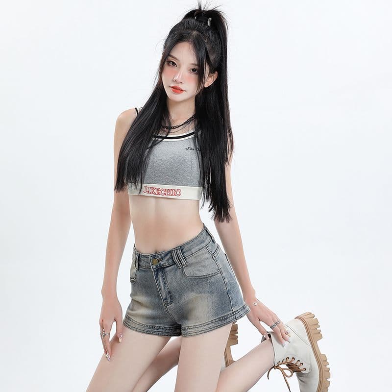 실사 레트로 워싱 마 오래된 섹시함 핫걸 슬림해 보이는 몸매 가꾸기 신축성 타이트 스커트 핫 바지 데님 반바지 여성 트렌디 이미지 2