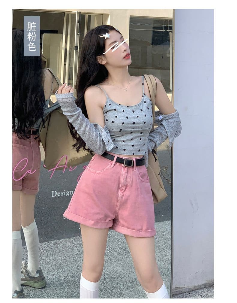 실사 여름 다채로운 사탕 부서 하이웨이스트 볼륨 측면 다용도 사탕 색상 루즈핏 슬림해 보이는 한 마디 반바지 s-xl 상세 이미지 21