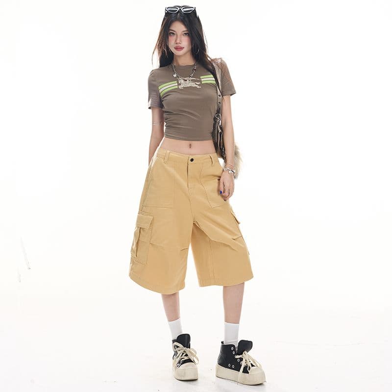실사 여름 드레스 새로운 핫걸 바람 패션 7부 바지 워크웨어 팬츠 캐주얼 바지 여성 의류 반바지 청바지 여성