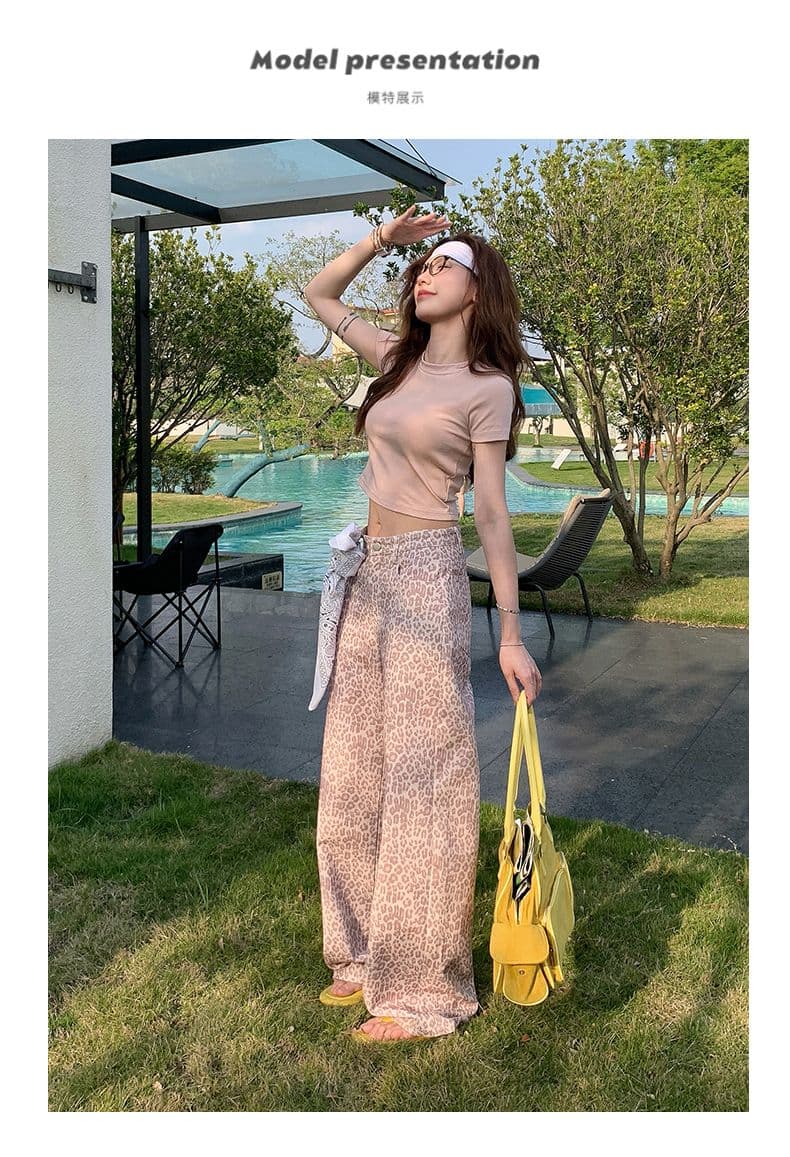 실사 아메리칸 레트로 봄 여름 새로운 바닥 청소 다용도 레오파드 무늬 바지 루즈핏 슬림해 보이는 도루 센스 캐주얼 데님 바지 상세 이미지 5