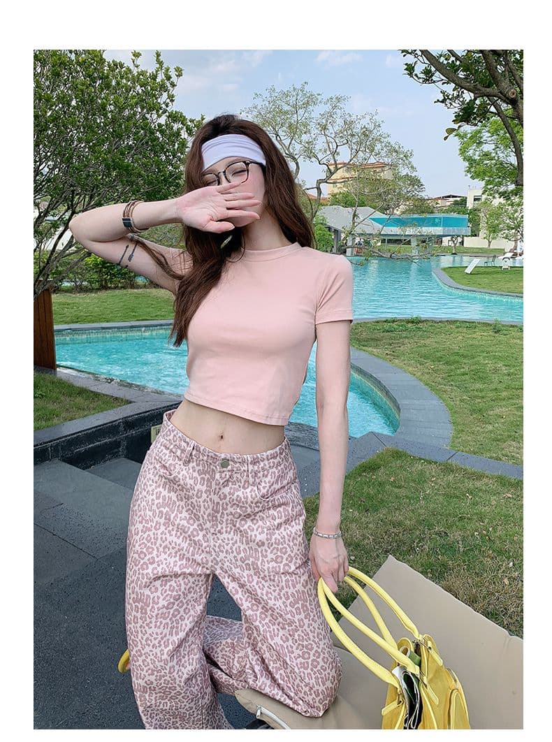 실사 아메리칸 레트로 봄 여름 새로운 바닥 청소 다용도 레오파드 무늬 바지 루즈핏 슬림해 보이는 도루 센스 캐주얼 데님 바지 상세 이미지 14