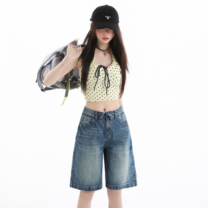 실사 레트로 작은 키 루즈핏 오부 바지 봄 여름 바지 다용도 스트레이트 청바지 여성 이미지 3