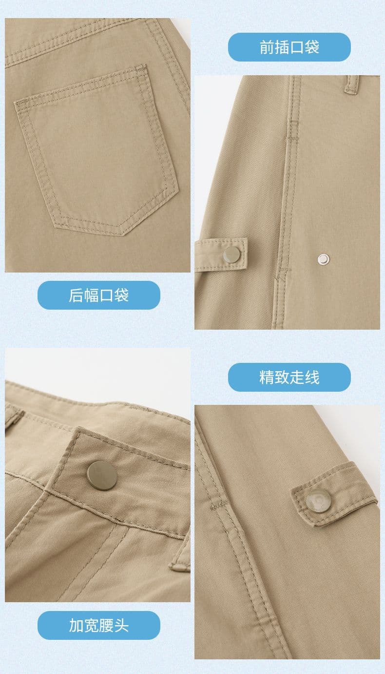 실사 아메리칸 레트로 핫걸 모통이 칼 바지 다용도 슬림해 보이는 기타 주머니 넓은 다리 워크웨어 캐주얼 바지 상세 이미지 10