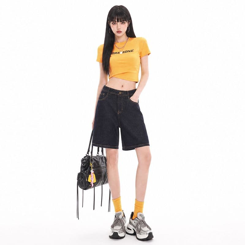 실사 데님 계획 국방 퇴색하다 자유로움 좋은 핏 스타일 중성 바람 원색 데님 바지 오부 바지 와이드 레그 팬츠 이미지 3