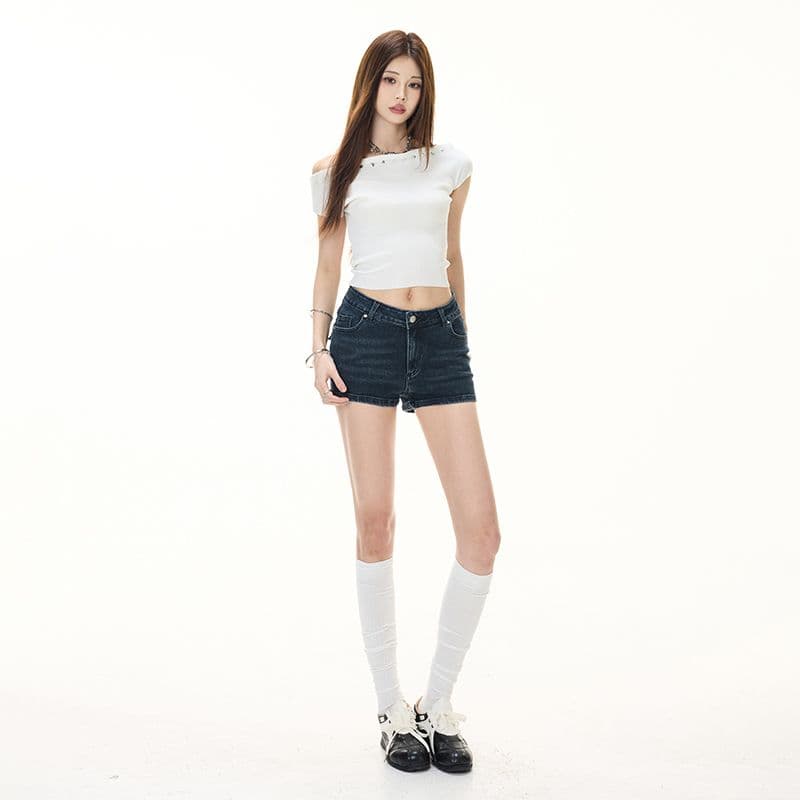 실사 핫걸 섹시함 v 모양 자연 펭 넓적 다리 리프트 엉덩이 데님 반바지 핫 바지 이미지 4