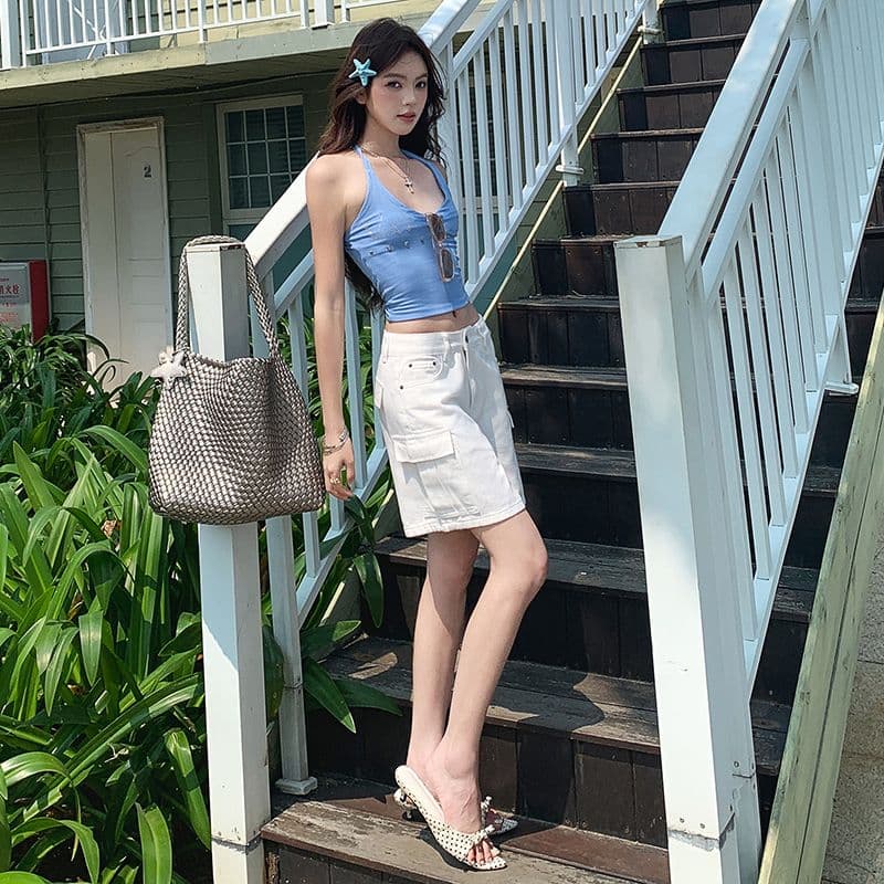 실사 워싱 마 오래된 순면 워크웨어 청바지 여성 여름 새로운 루즈핏 캐주얼 4 점 화이트 반바지 이미지 4