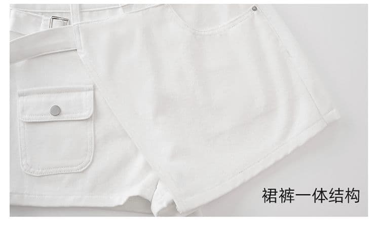 실사 화이트 데님 반신 치마바지 여성 인기 여름 새로운 페이크 레이어드 하이웨이스트 슬림해 보이는 한 마디 반바지 핫 바지 상세 이미지 12