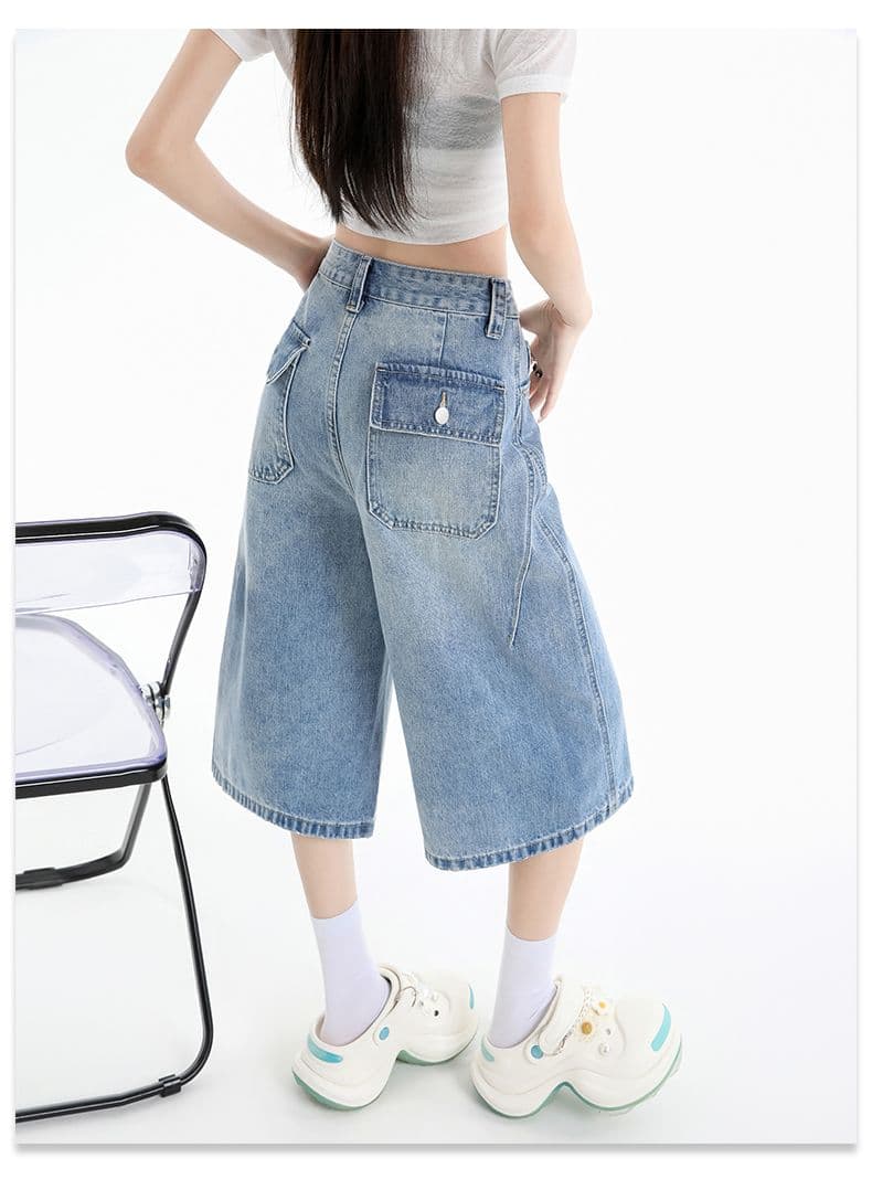 실사 청바지 여성 여름 개성 디자인 루즈핏 넓은 다리 높음 거리 작은 키 스트레이트 바지 여성 상세 이미지 12