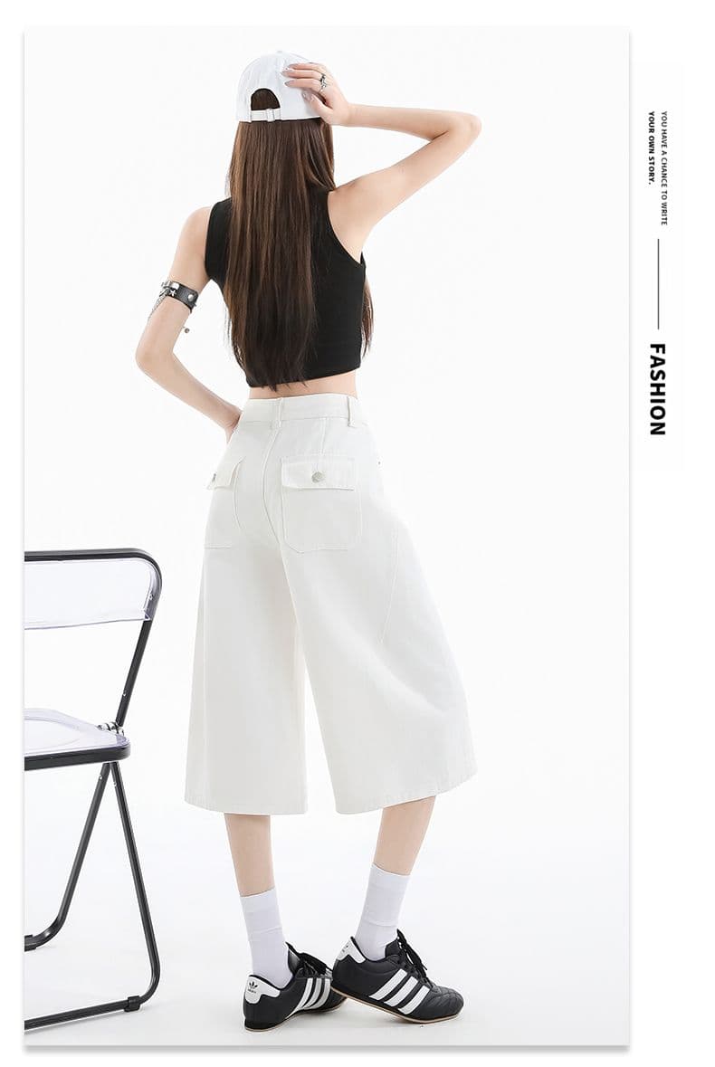 실사 청바지 여성 여름 개성 디자인 루즈핏 넓은 다리 높음 거리 작은 키 스트레이트 바지 여성 상세 이미지 21