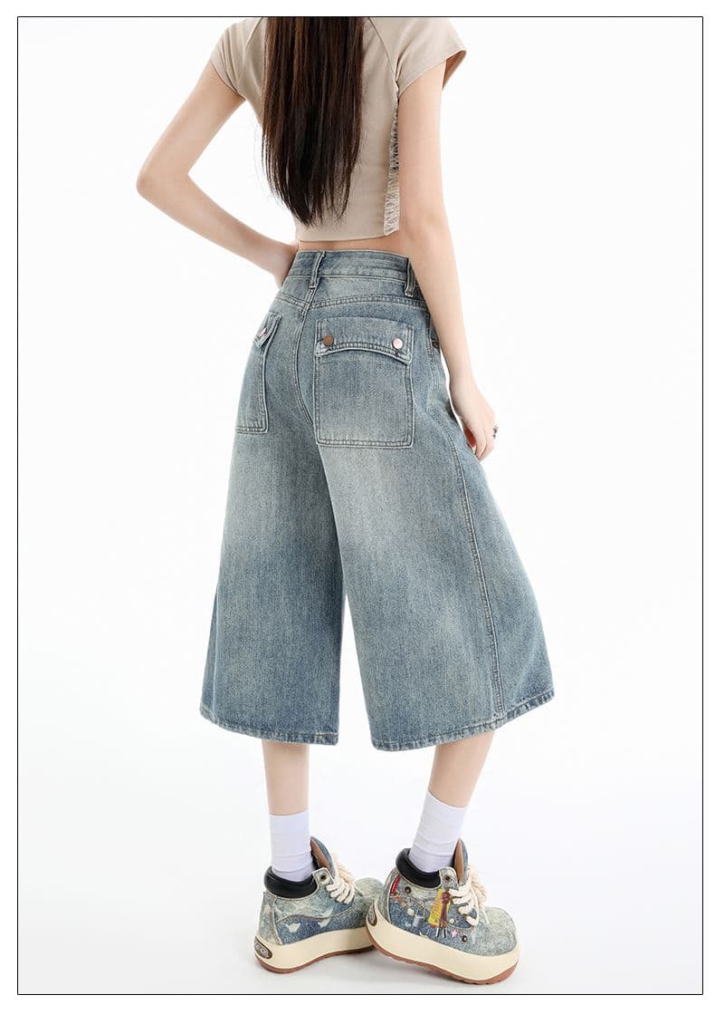 실사 아메리칸 루즈핏 7 점 청바지 여성 여름 개성 디자인 루즈핏 넓은 다리 높음 거리 스트레이트 바지 여성 상세 이미지 12
